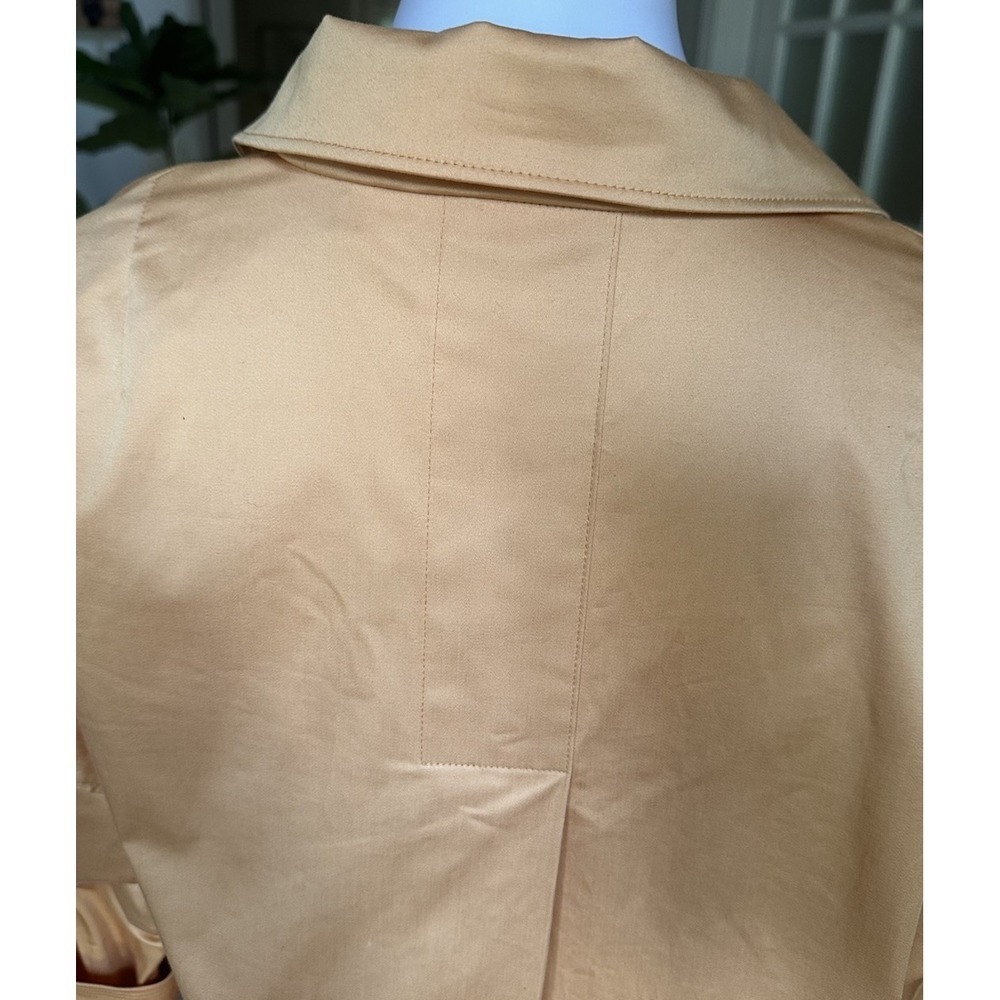 Elie Tahari Blue Label Tunic Blouse M Gold Cotton Blend 3/4 Sleeve V-Neck Top - Picture 4 of 7